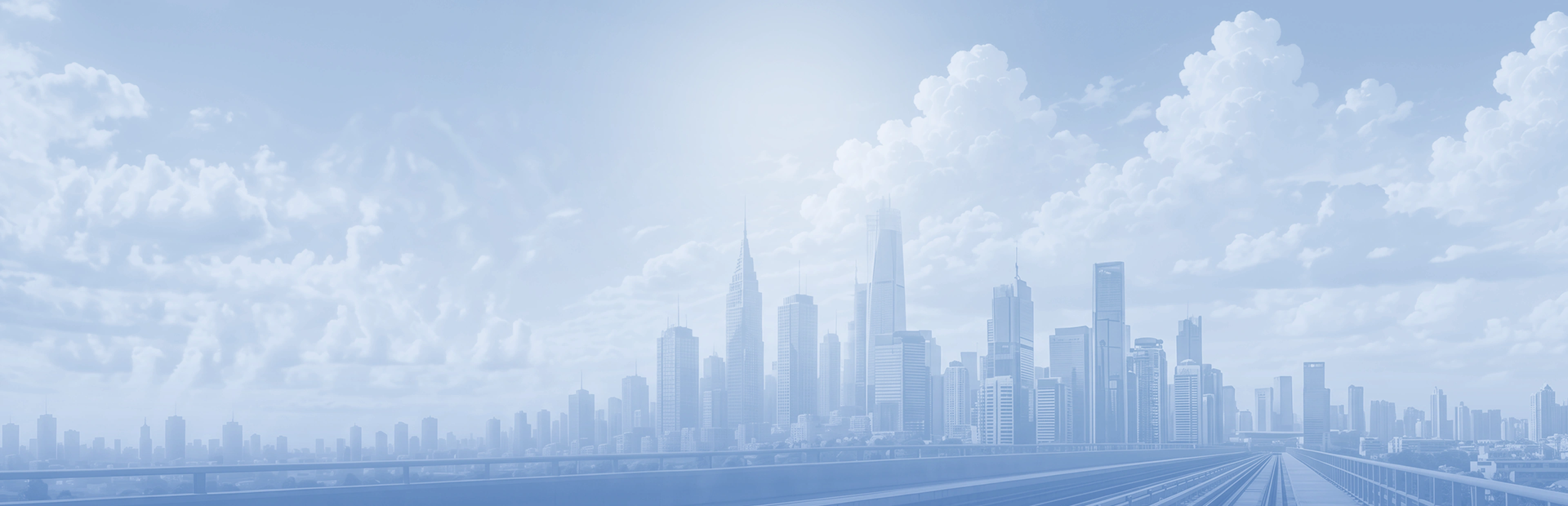 Illustration: city skyline and rail line